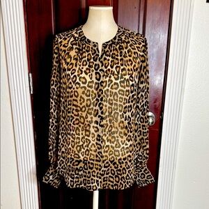 Chico's Leopard Print Blouse - Brown and Black